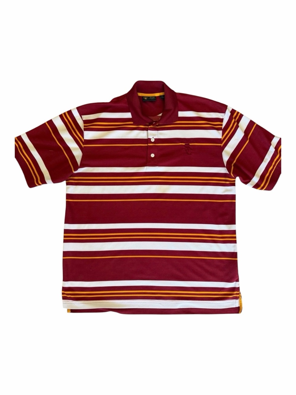TROJANS USC Men’s Collared Striped Polo with embroidered USC Logo - SIZE XL